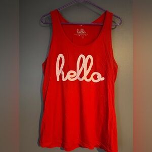 Vibrant Red 'Hello' Tank Top